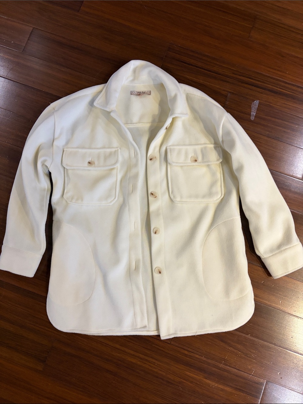 Harlow Cream Button-Up Utility Fleece Jacket